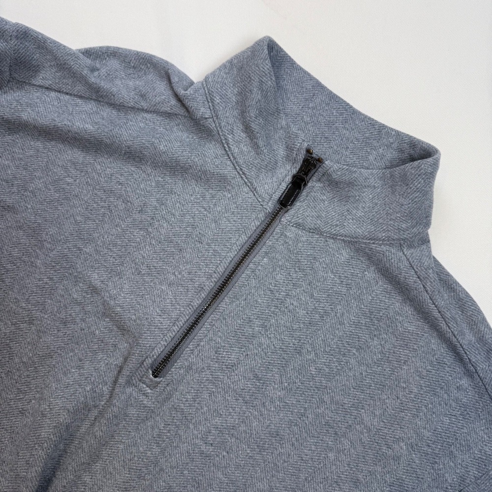 Roundtree Yorke Gold Label Mens XL Gray Herringbone Quarter Zip Pullover Sweater